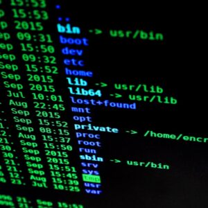 Close-up of colorful text on a computer screen, showcasing cybersecurity concepts.
